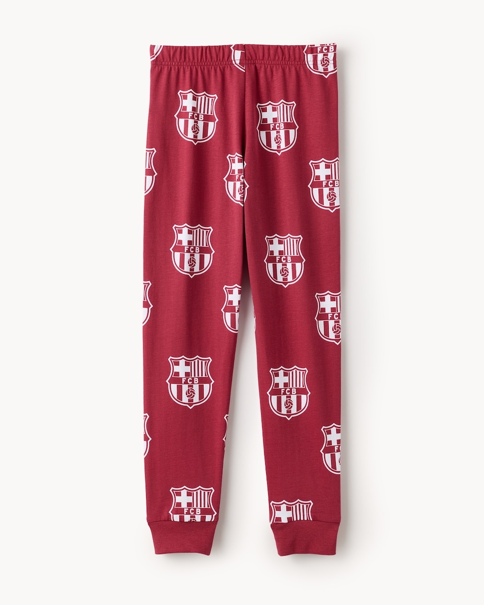 image 1 of Barcelona FC Pure Cotton Pyjama Set in Burgundy