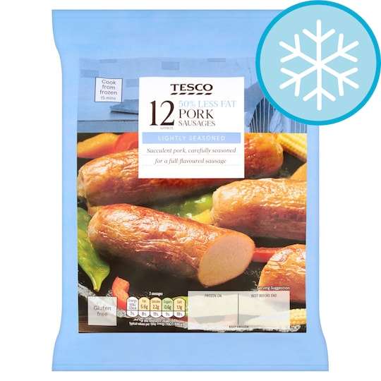 Tesco 12 50 Less Fat Pork Sausages 540g Tesco Groceries