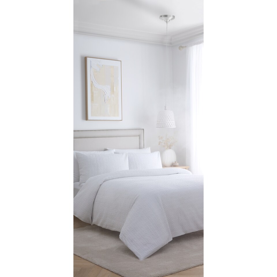 image 1 of West Park White Crinkle Duvet Cover Set Super King