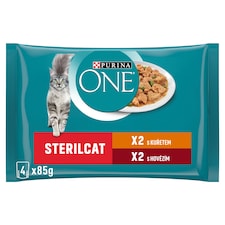 Purina ONE Sterilised Pouches for Cats Chicken, Beef in Juice 4 x 85g
