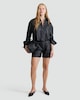 image 2 of F&F Faux Leather Button Up Collared Shirt in Black