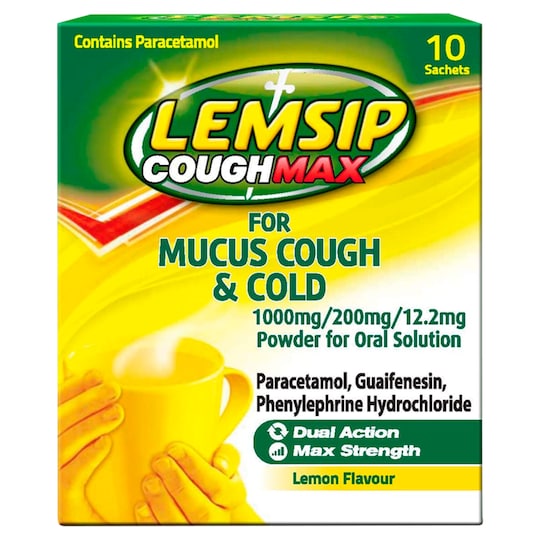 Lemsip Max Cough And Cold Mucus Sachets X 10 Tesco Groceries