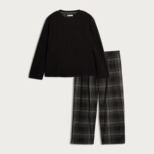 F&F Check Print Long Sleeved Pyjama Set in Green