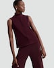 image 1 of F&F Seam Detail Roll Neck Sleeveless Co-Ord Top in Burgundy