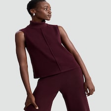 F&F Seam Detail Roll Neck Sleeveless Co-Ord Top in Burgundy