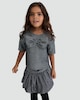 image 1 of F&F Girls 2-Piece Sparkle Bow Top and Skirt Set in Black