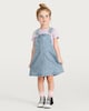 image 1 of F&F Girls Cotton Rich Denim Pinafore and T-Shirt Set in Multi Blue