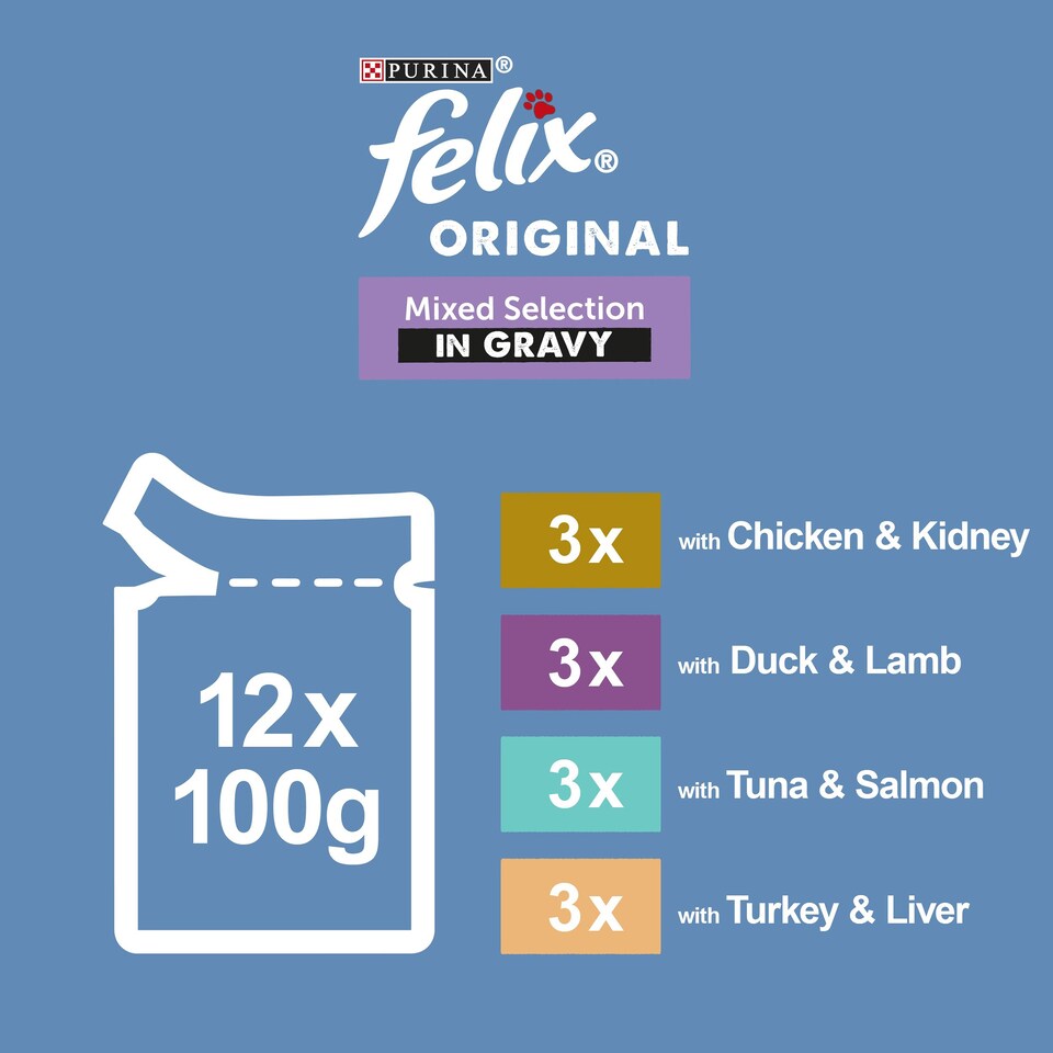 image 1 of Felix Cat Food Mixed Selection In Gravy 12X100g