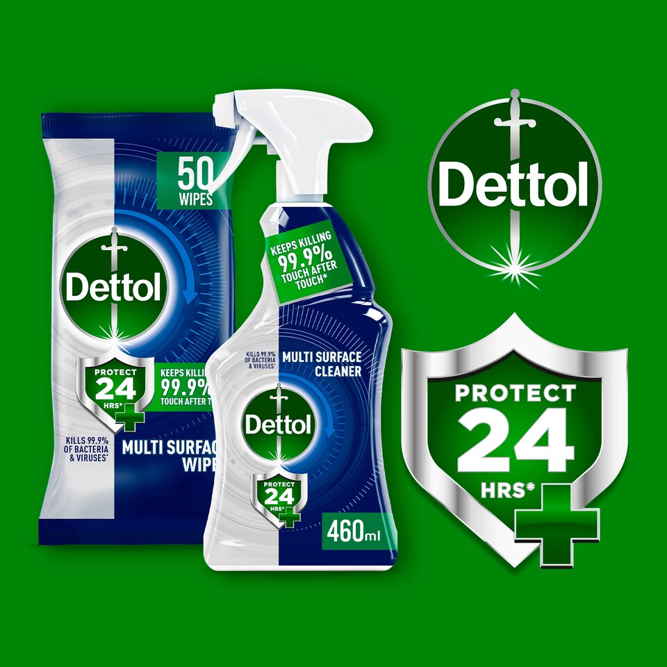 image 1 of Dettol Protect 24 Hour Antibacterial Cleaning Wipes 50 Pack