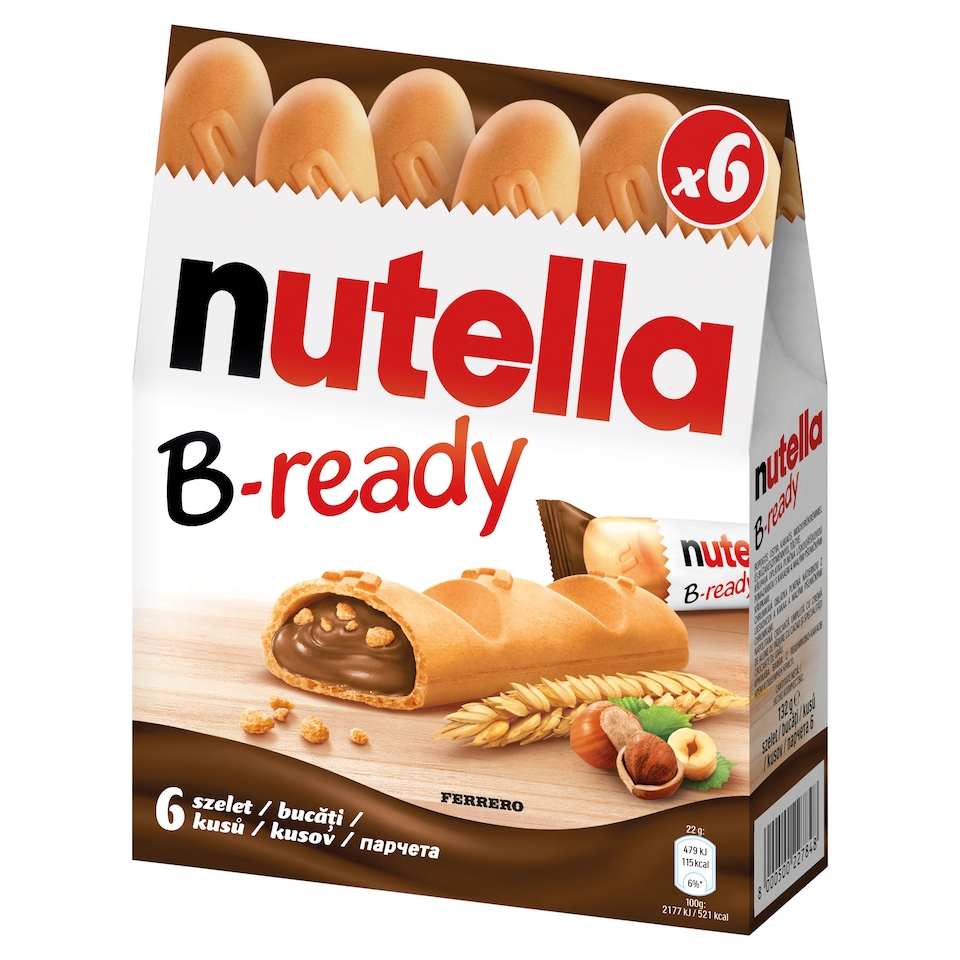 Nutella B-ready Crispy Wafer Filled with Spread of Hazelnuts with Cocoa and Crisps 6 x 22g