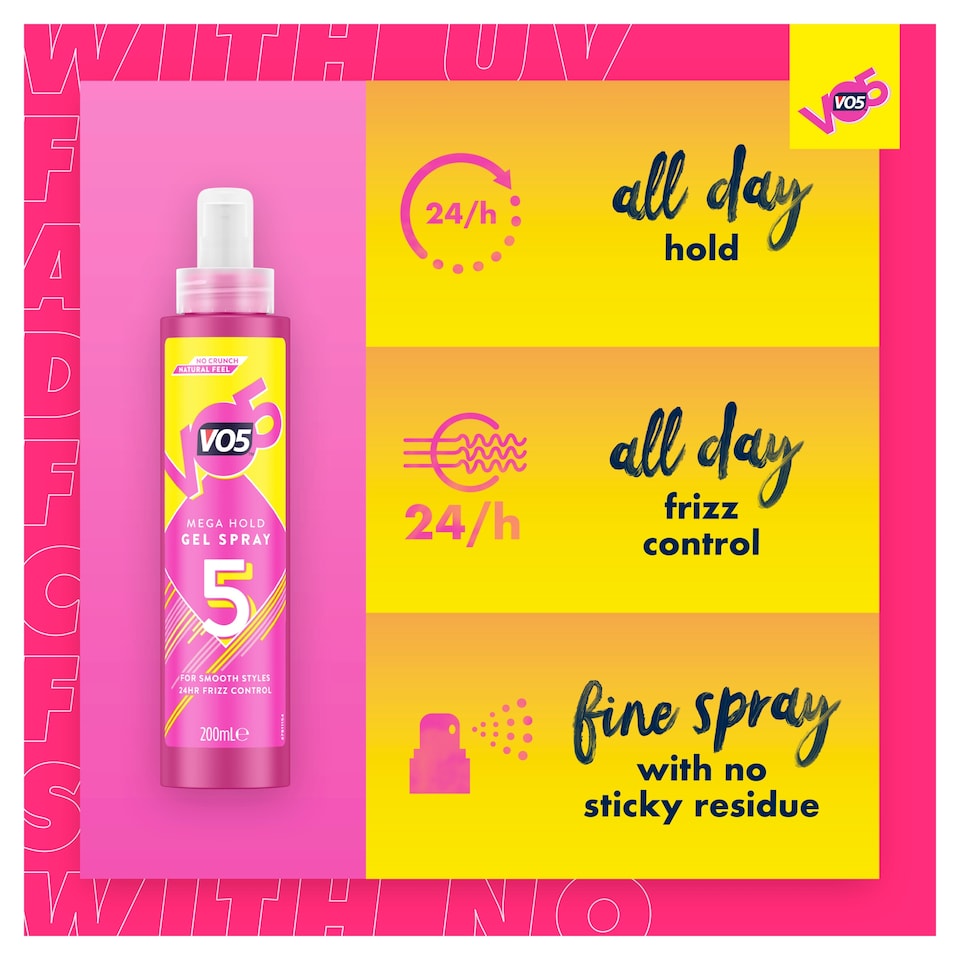 image 1 of Vo5 Mega Hold Gel Spray 200Ml