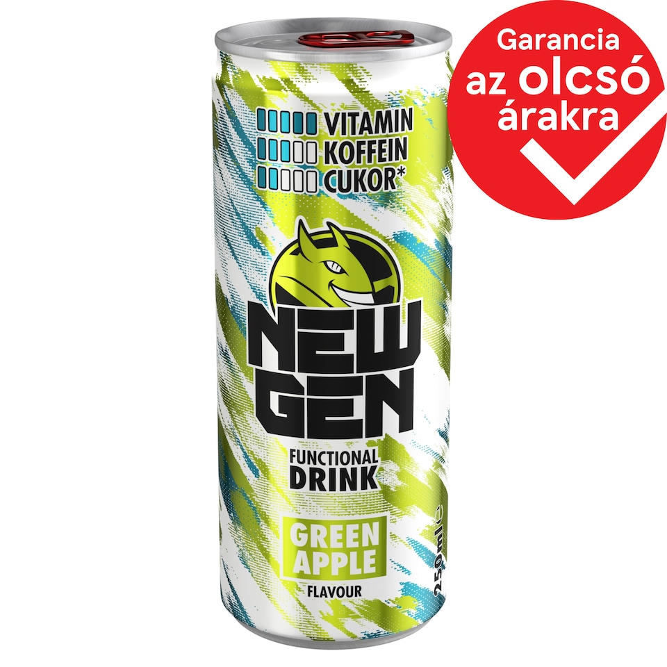 New Gen zöldalmaízű, koffeintartalmú, szénsavas, alkoholmentes ital 250 ml