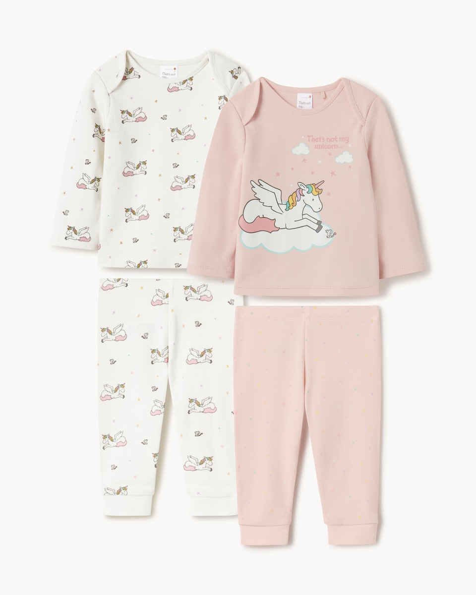 image 1 of That's Not My Unicorn 2-Pack Pure Cotton Pyjama Sets in Pink
