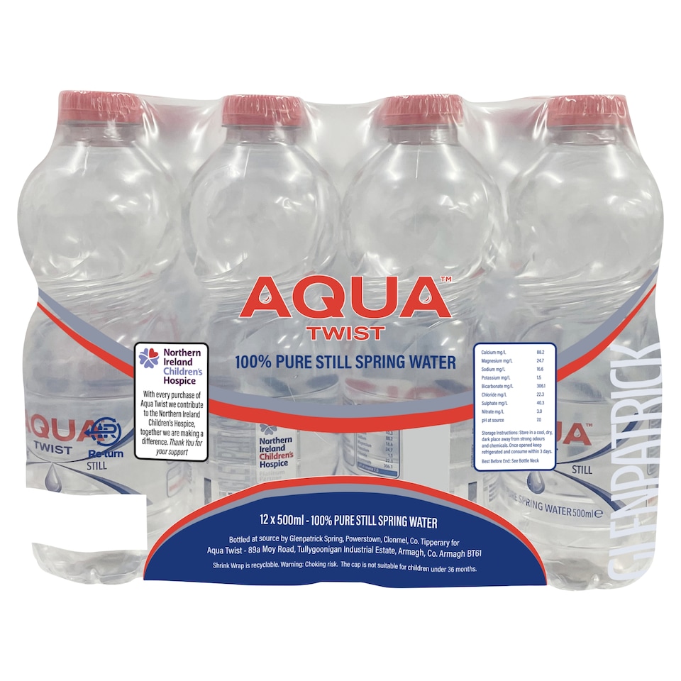 Aqua Twist 100% Pure Still Spring Water 12 x 500ml 