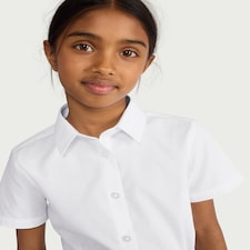 F&F School Girls 3-Pack Slim Fit Short Sleeved Shirts in White