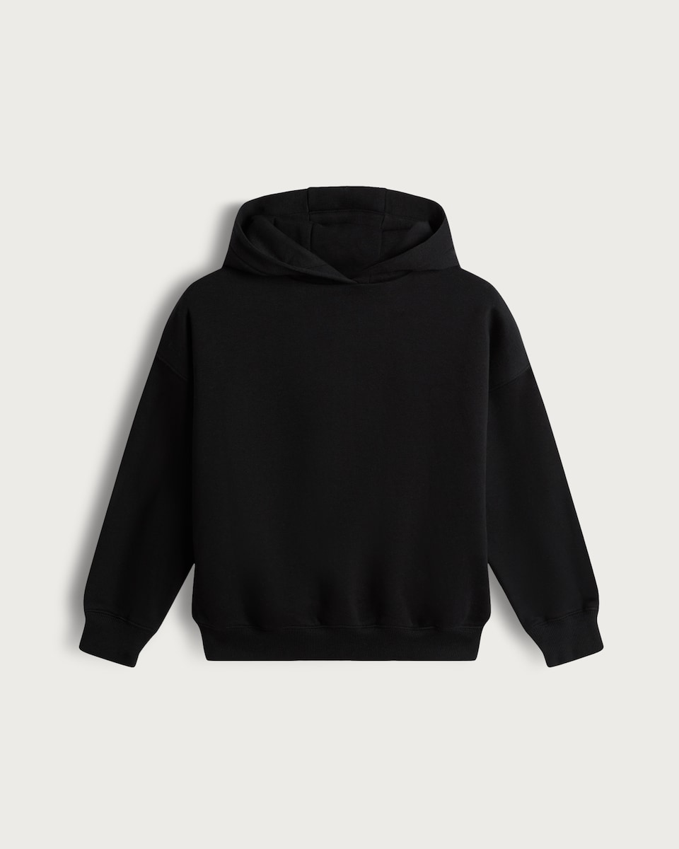 image 1 of F&F Girls Cotton Rich Hooded Sweatshirt in Black