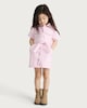 image 1 of F&F Girls Pure Cotton Belted Denim Dress in Pink