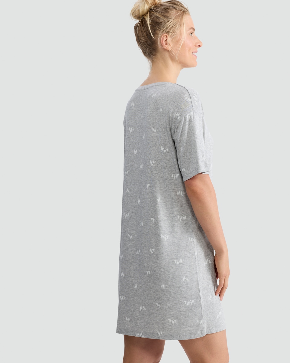image 1 of F&F Tree Print Pyjama Dress in Grey