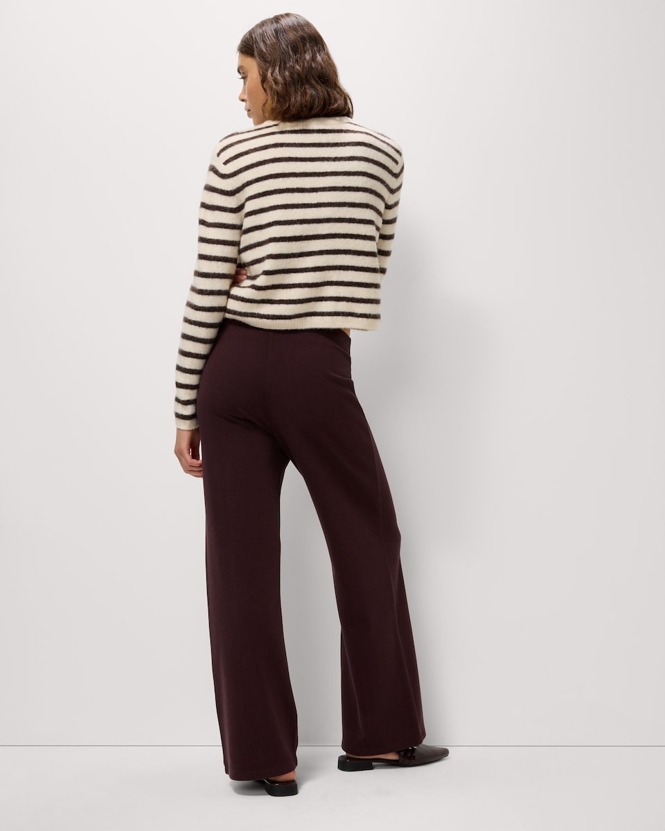 image 1 of F&F Brushed Pintuck Wide Leg Trousers in Burgundy