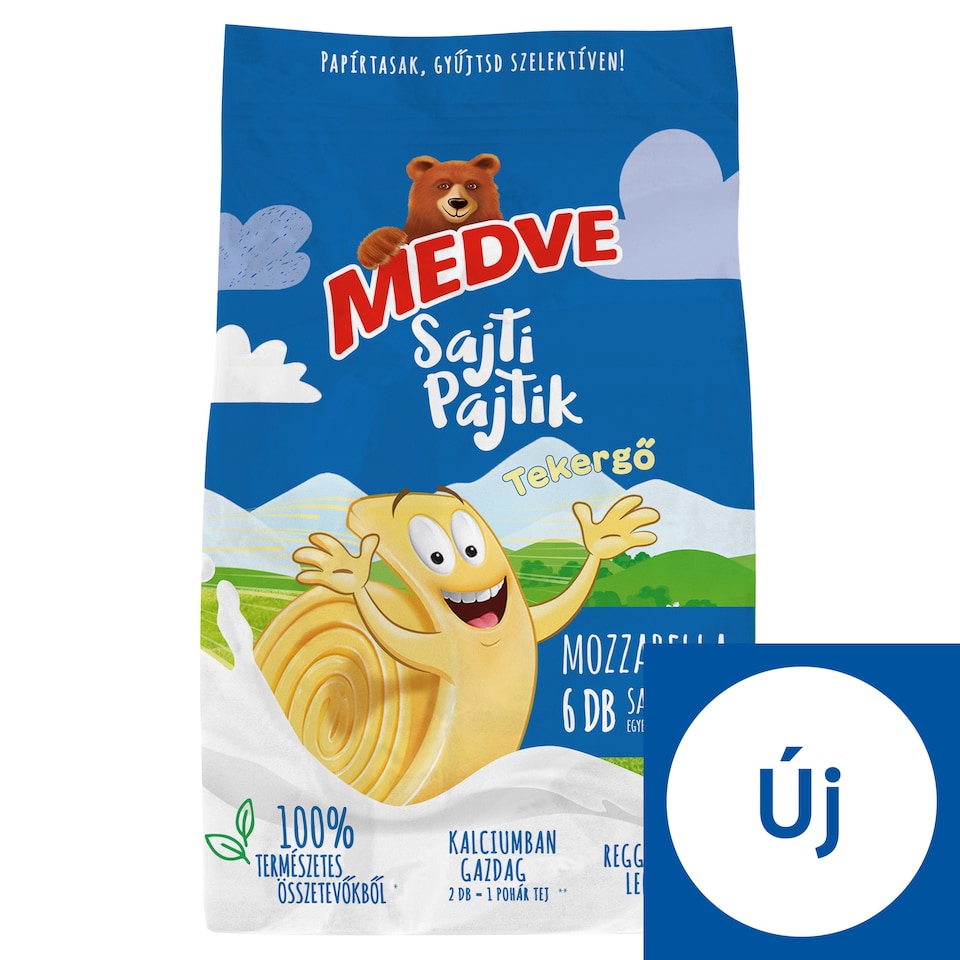 Medve Sajti Pajtik Tekergő Mozzarella Cheese Snack 6 pcs 100 g