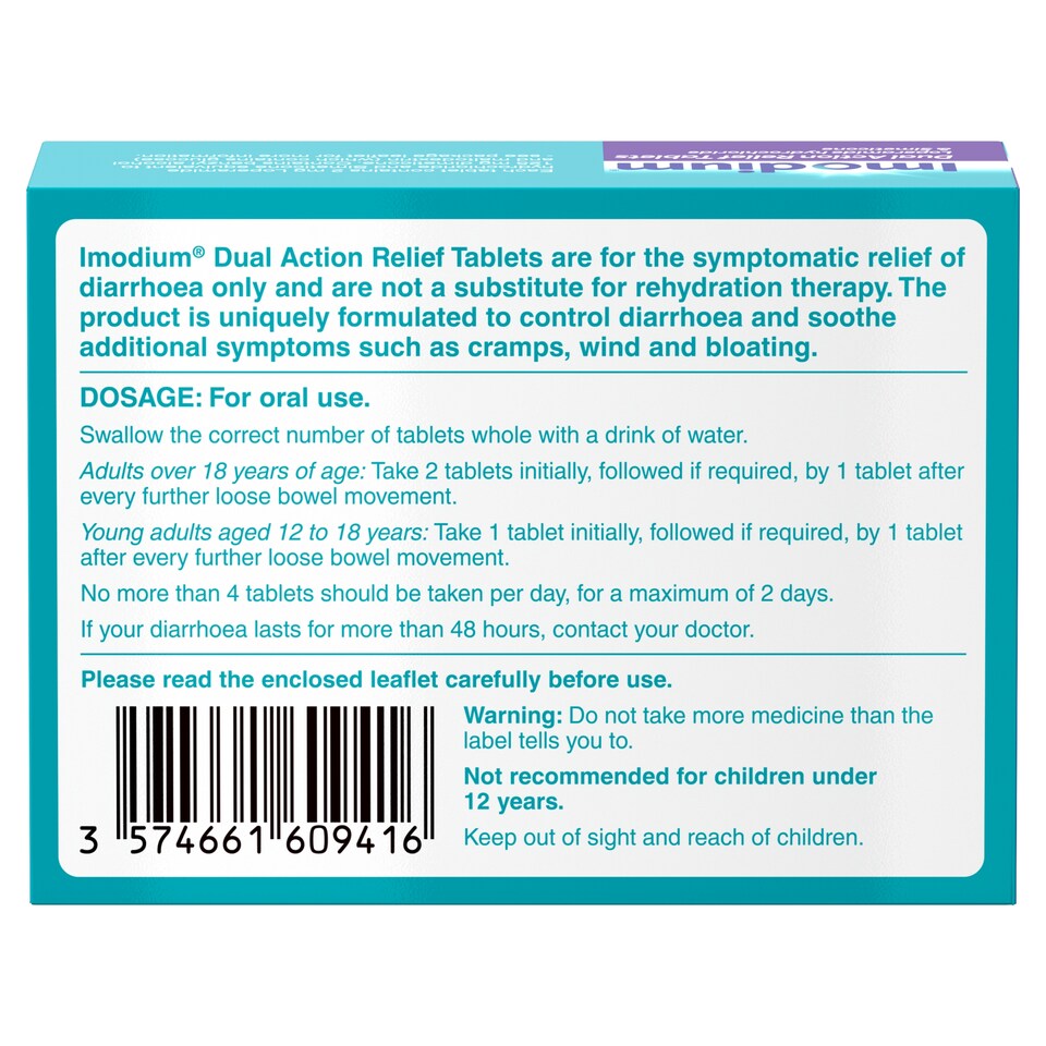 image 1 of Imodium Dual Action Relief Tablets 12s