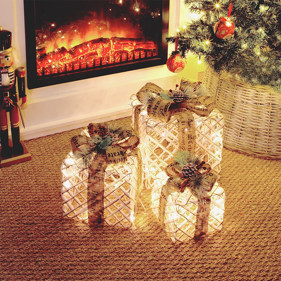 image 1 of Christmas Workshop 3 Rustic LED Gift Boxes