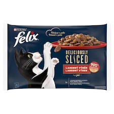 Felix Deliciously Sliced kapsičky pre mačky hovädzie, kura, kačica, morka v želé 4 x 80 g