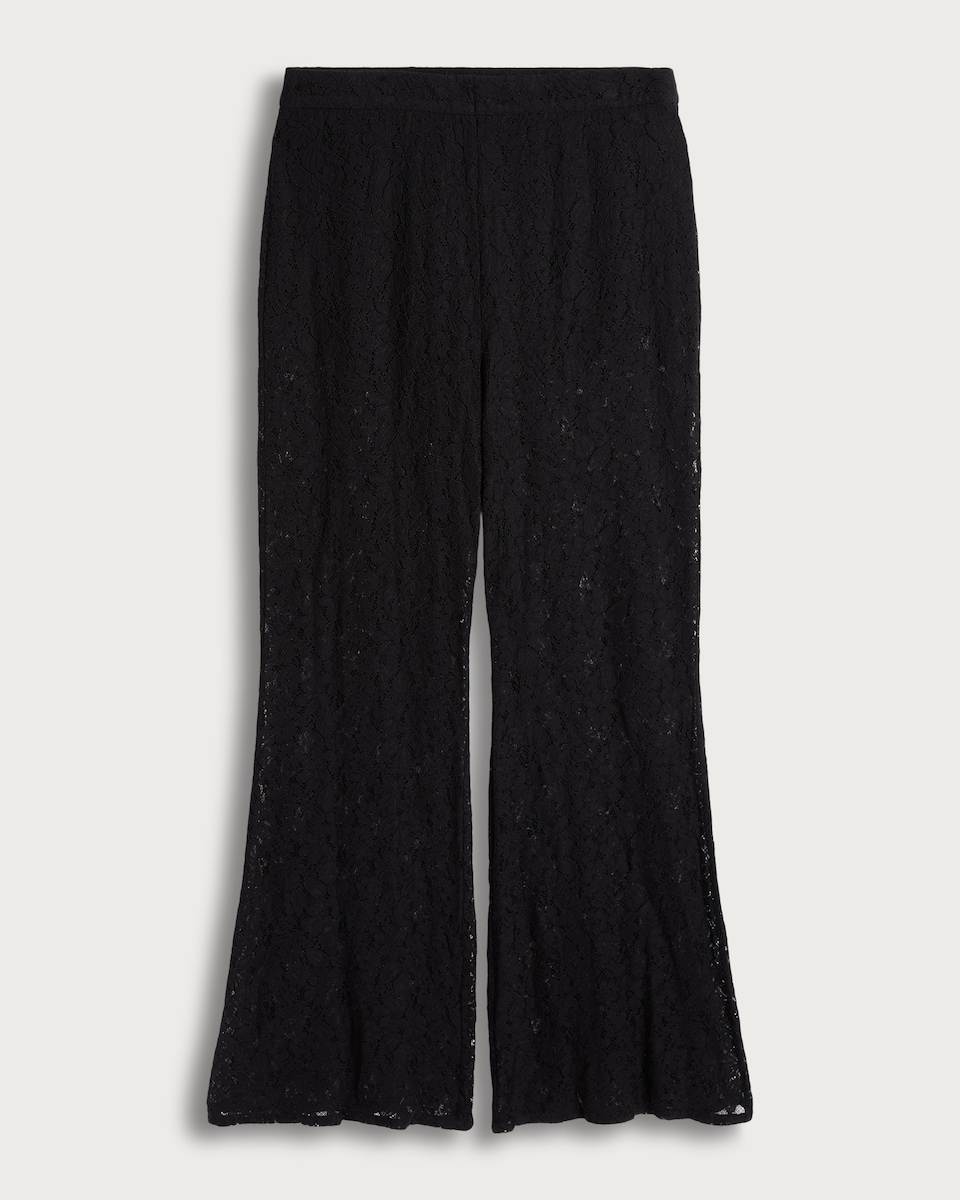 F&F Lace Flared Trousers in Black