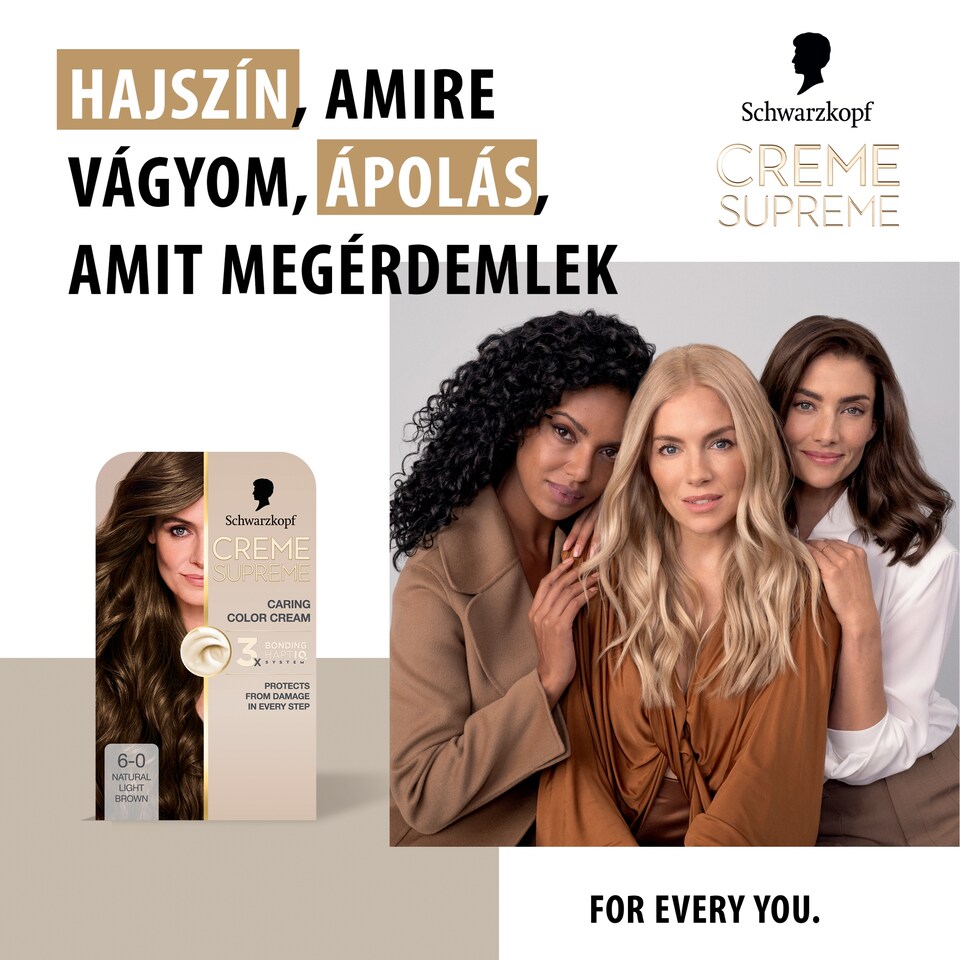 Schwarzkopf Creme Supreme tartós hajfesték 6-0 természetes sötétszőke  1. kép