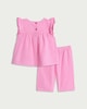 image 2 of F&F Baby 2-Piece Pure Cotton Gingham Top and Trousers Set in Pink