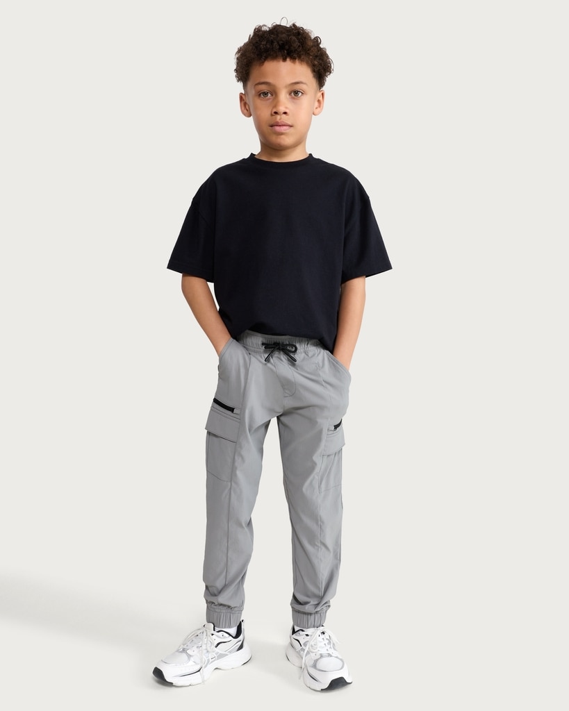 F&F Active Boys TECHSPORT Cuffed Cargo Joggers in Grey