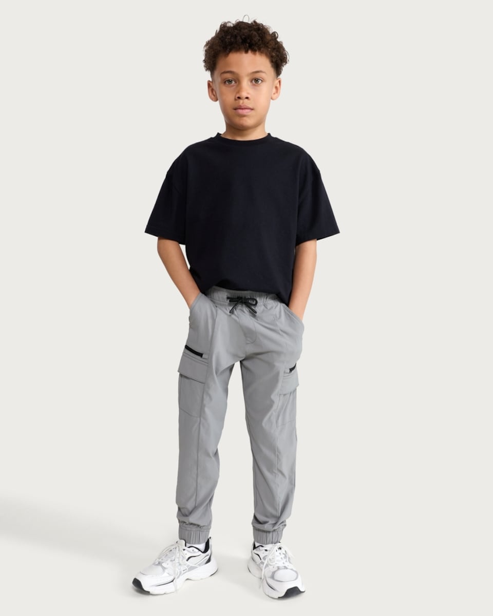 image 1 of F&F Active Boys TECHSPORT Cuffed Cargo Joggers in Grey