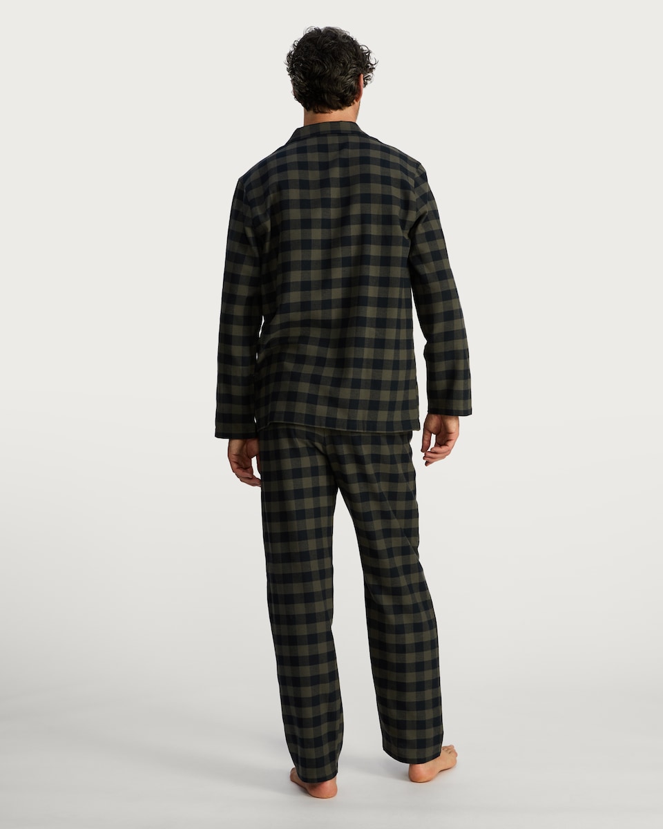image 1 of F&F Pure Cotton Check Print Pyjama Set in Green