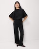 image 2 of F&F Textured Ruched Side Short Sleeved Top in Black