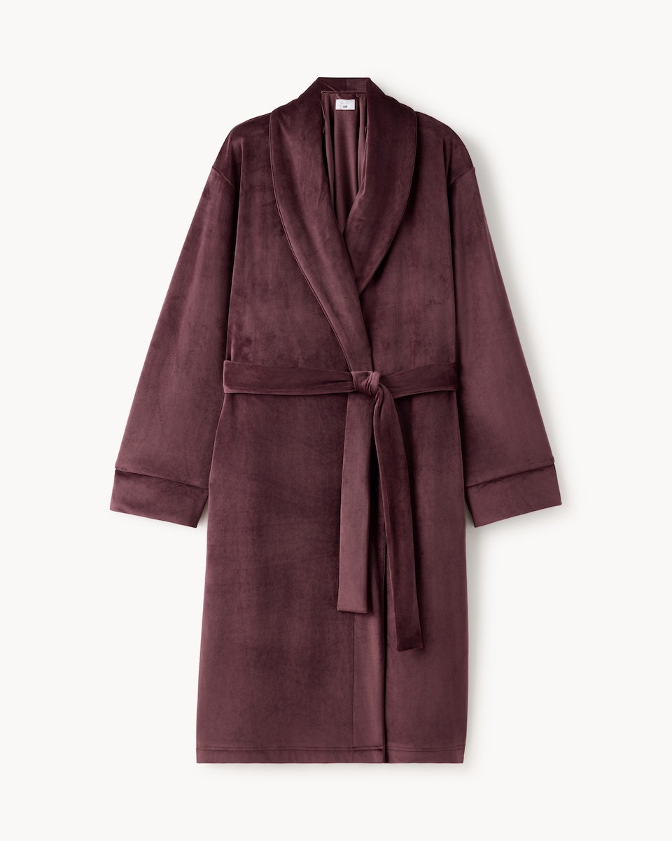 image 1 of F&F Fleece Belted Dressing Gown in Burgundy
