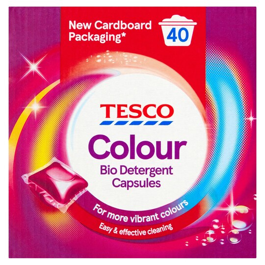 Tesco Color Biological Detergent Capsules 40W 680Ml Tesco Groceries