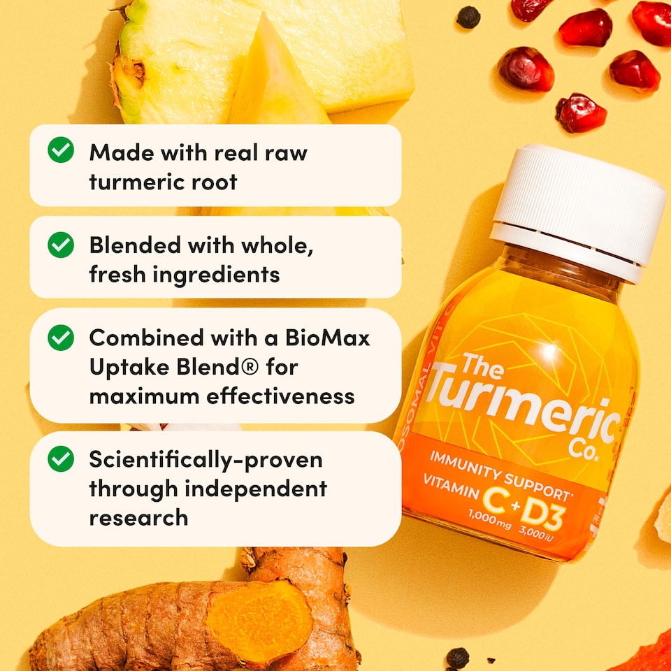 image 1 of The Turmeric Co Raw Turmeric Vitamin C&D3 60ml 3 x multipack