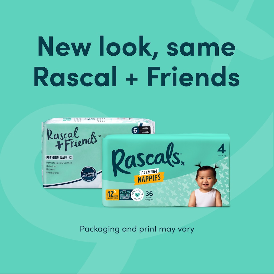 image 1 of Rascal + Friends Premium Nappies Size 3, Jumbo 74 Pack