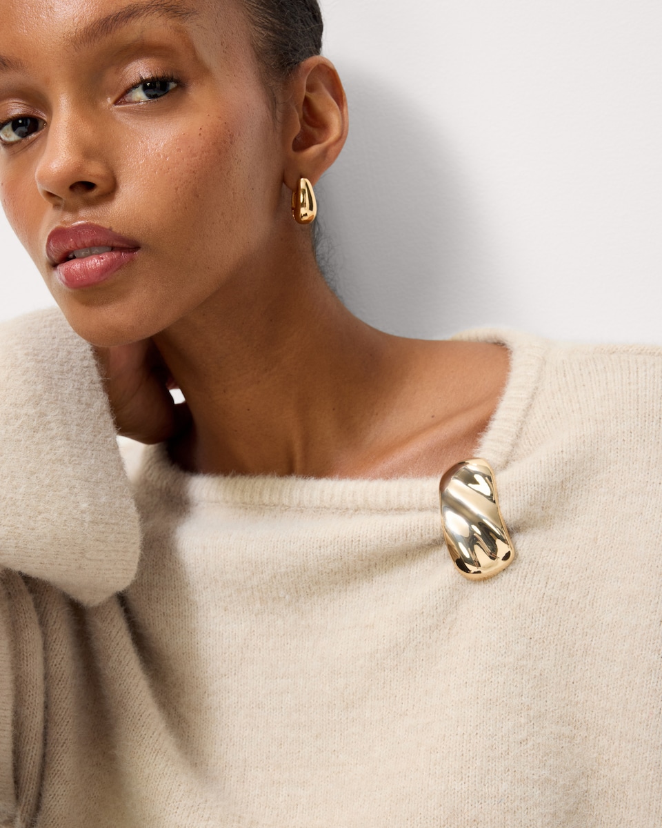 image 1 of F&F Brooch Knitted Jumper with Wool in Stone