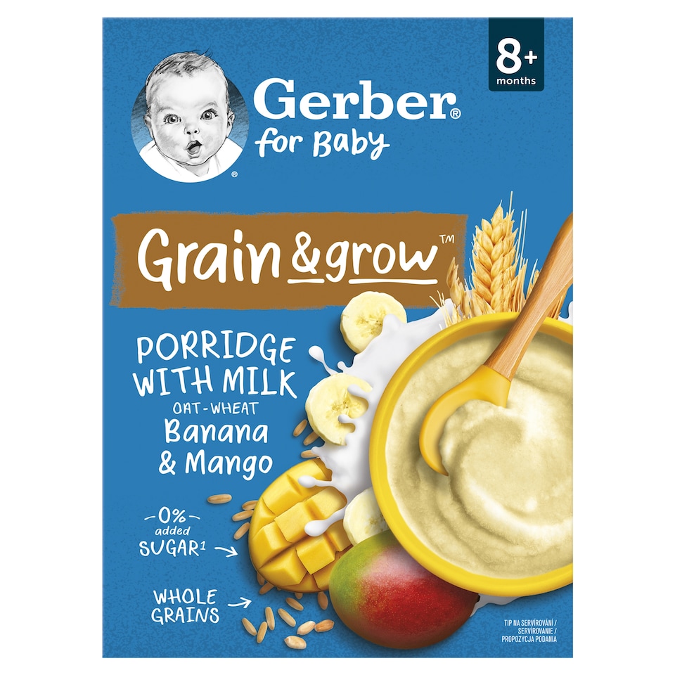 GERBER Mliečna kaša pšenično-ovsená banán a mango 200 g