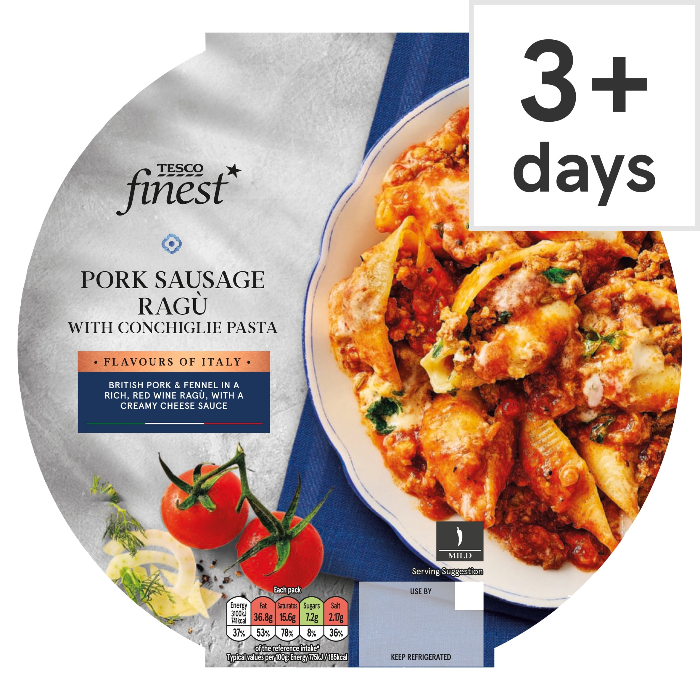 Tesco Finest Pork Sausage Ragu With Pasta 400G