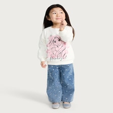 Disney Cotton Rich Rapunzel Print Sweatshirt in Multi Pink