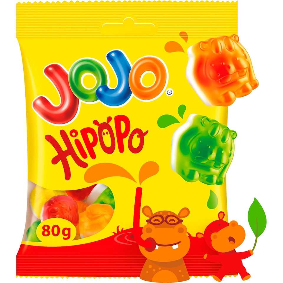 image 1 of JOJO Hippos Jelly Candies with Fruit Flavors with Filling 80 g