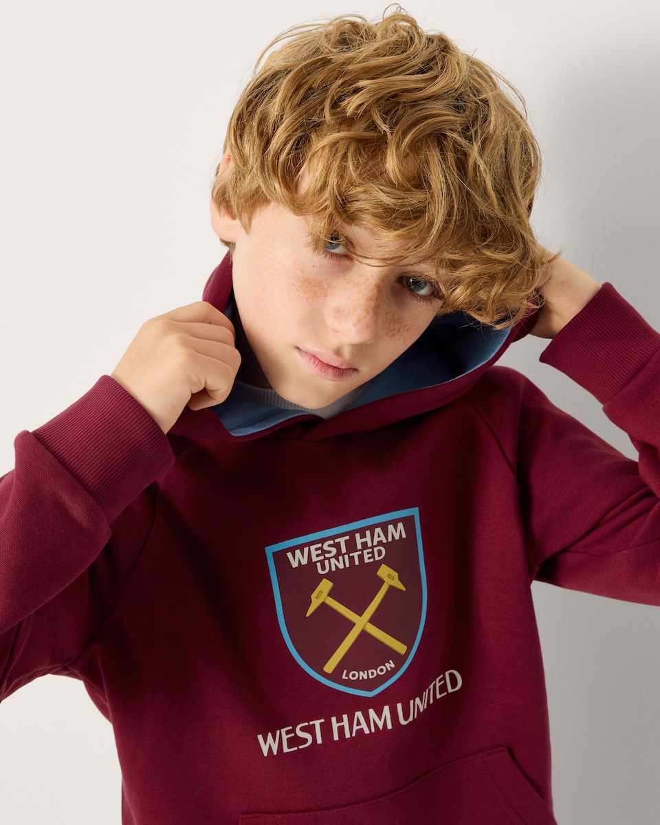 image 1 of West Ham United Cotton Rich Hoodie in Red