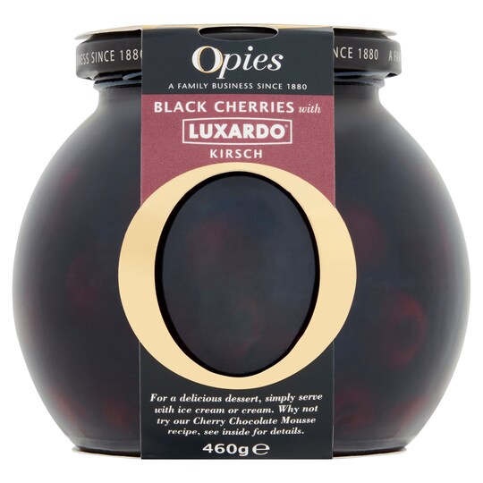 Opies Black Cherries With Kirsch 460G Tesco Groceries