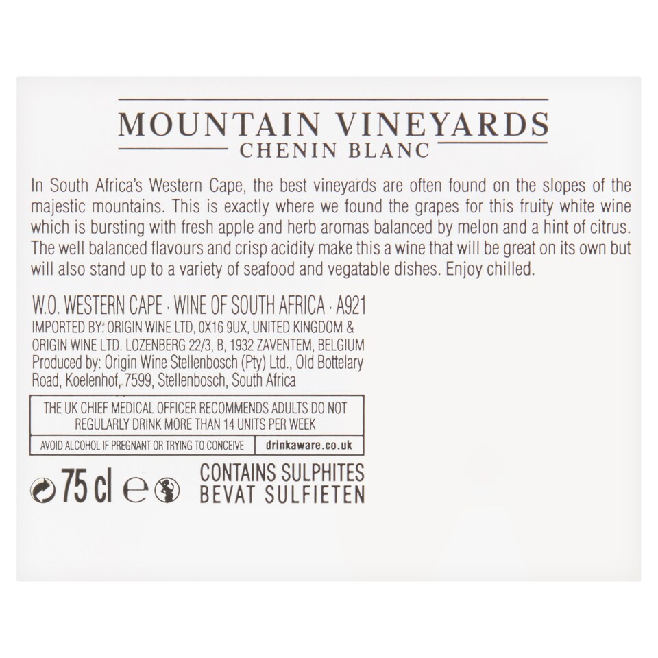 image 1 of Mountain Vineyards Chenin Blanc 75Cl