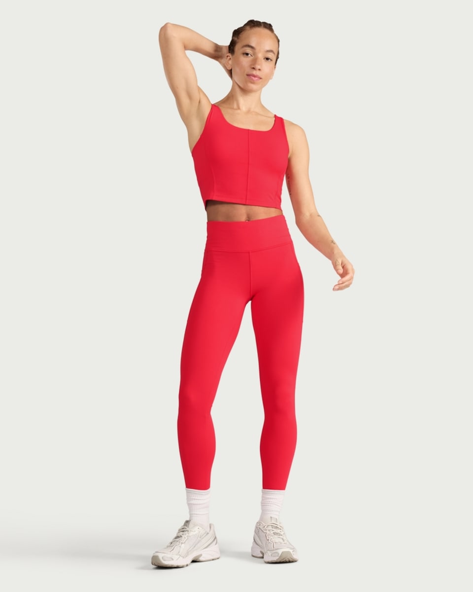 image 1 of F&F Active ULTRAMOVE High Waisted Pocket Leggings in Red