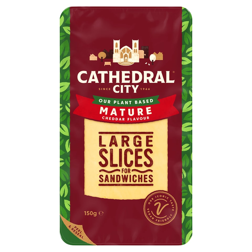 image 1 of Cathedral City Plant Based Mature Cheddar Cheese Flavour Vegan Slices 150g