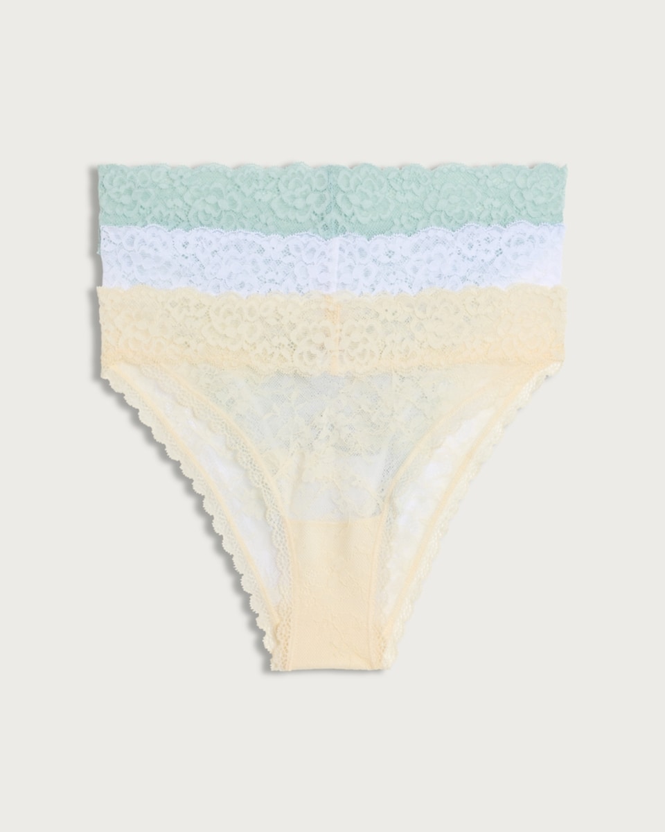 image 1 of F&F 3-Pack Floral Lace Brazilian Knickers in Multi