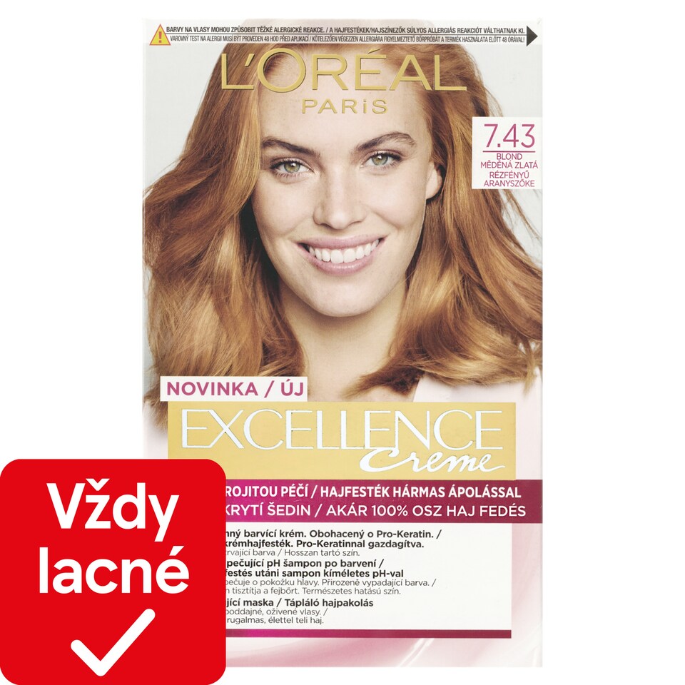 L'Oréal Paris Excellence Créme Hair dye 7 ,43 Copper Blonde 72 +48 +12 +60 ml